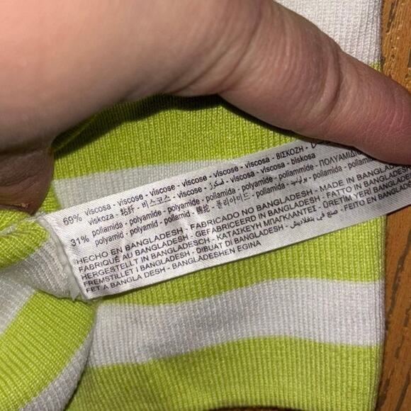 Zara women’s green white striped square-neck cropped top shirt (medium) NWOT - Picture 4 of 4